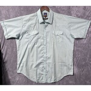 vintage Rock Canyon pearl snap short sleeve shirt men's 18 Tall green